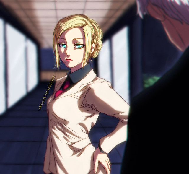 Woman white coat hallway hands free wallpaper for tablet - medium preview image