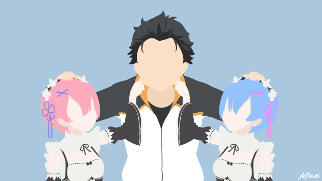 Minimalist vector characters hair ribbon free wallpaper for desktop - medium preview image