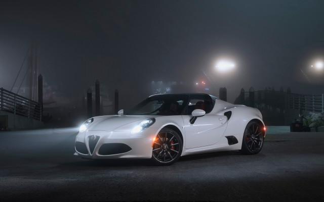 White sports car night parking #7 free wallpaper for desktop - medium preview image