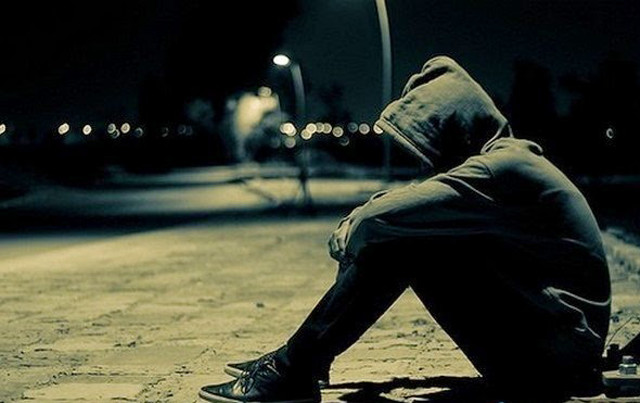 Person sitting head down street free wallpaper for desktop - medium preview image