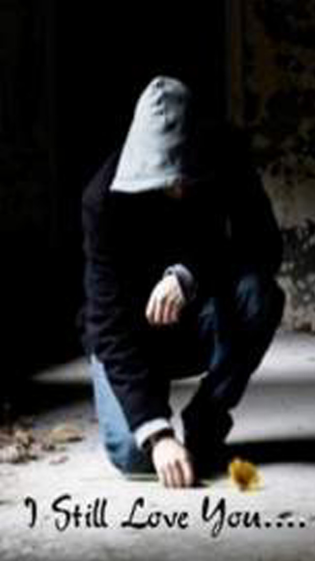 Man kneeling head down message free wallpaper for mobile - medium preview image