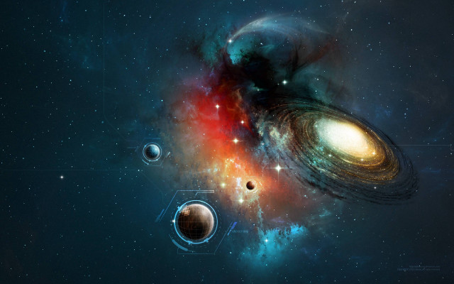 Spiral galaxy space planets background free wallpaper for desktop - medium preview image