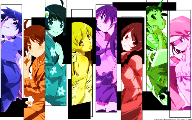 Anime characters colorful line group free wallpaper for desktop - medium preview image