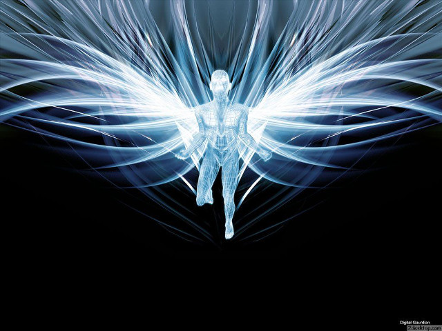 Blue angel white wings hologram free wallpaper for desktop - medium preview image