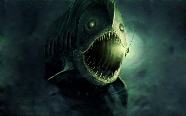 Large fish big mouth light free wallpaper for desktop - medium preview image