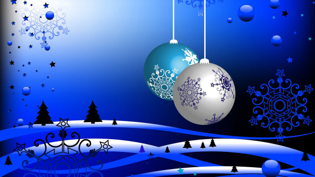 Blue christmas ornaments snowflakes night #2 free wallpaper for desktop - medium preview image