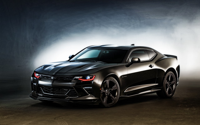 Black chevrolet camaro spotlight fog free wallpaper for desktop - medium preview image