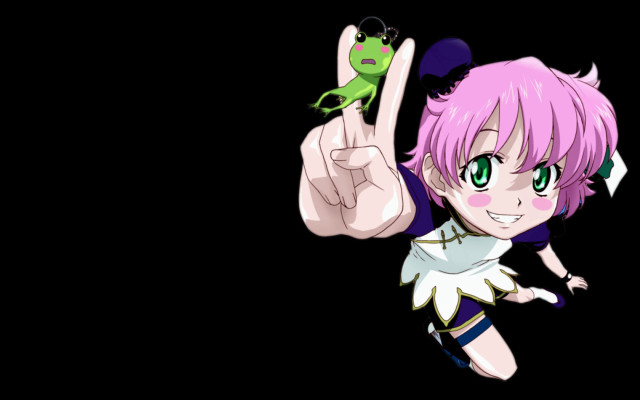 Pink haired girl frog peace free wallpaper for desktop - medium preview image