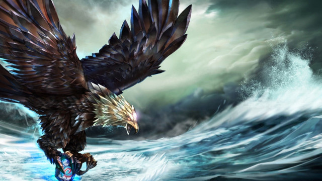 Large bird flying water sky free wallpaper for desktop - medium preview image