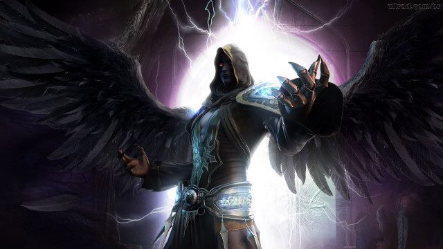 Man black angel wings sword free wallpaper for desktop - medium preview image
