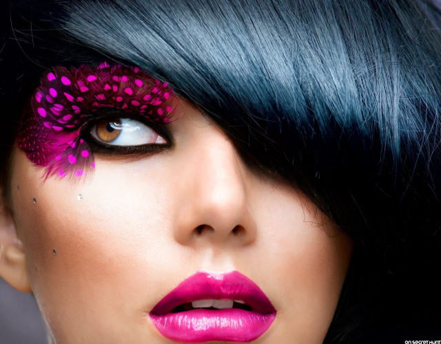 Woman black hair pink makeup #2 free wallpaper for desktop - medium preview image