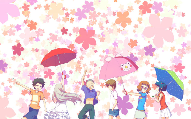 People umbrellas flowers bear background free wallpaper for desktop - medium preview image
