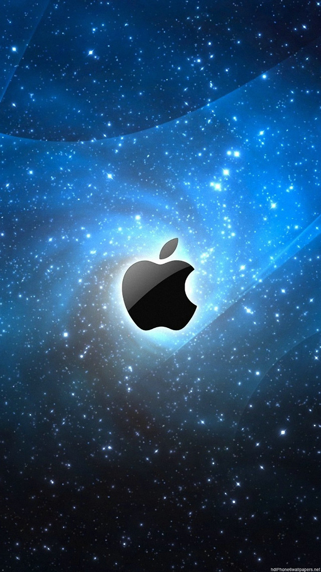 Apple logo blue background stars #4 free wallpaper for mobile - medium preview image