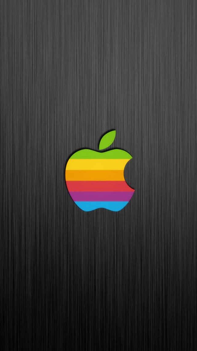 Apple logo black background rainbow #3 free wallpaper for mobile - medium preview image