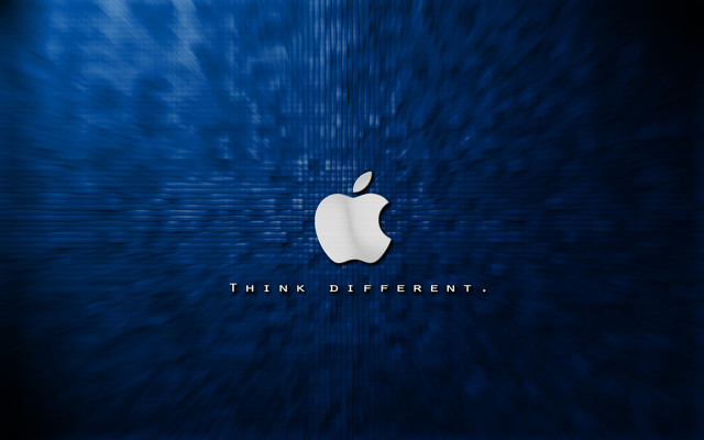 Blue apple logo dark background free wallpaper for desktop - medium preview image
