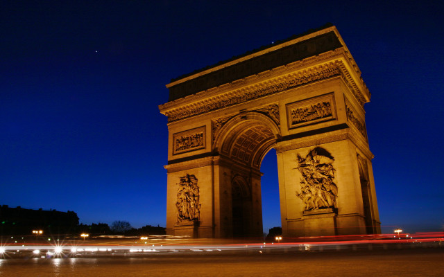Tall ornate monument light trails free wallpaper for desktop - medium preview image