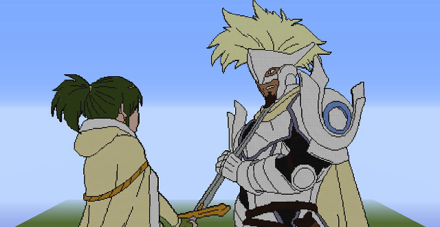 Cartoon two people swords armor free wallpaper for desktop - medium preview image