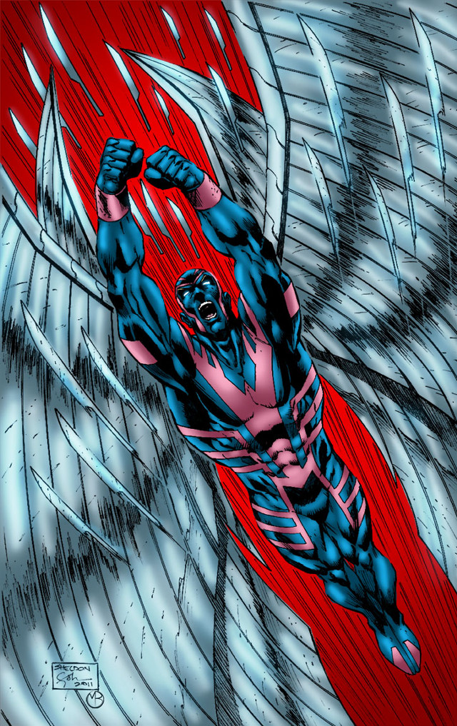 Man red black suit wings free wallpaper for mobile - medium preview image