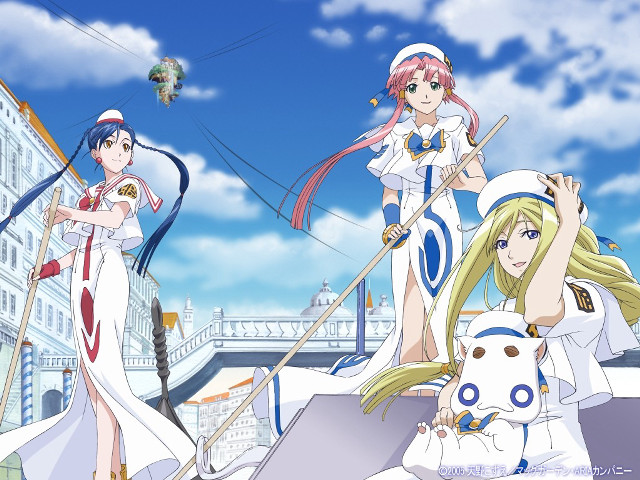 Anime girls street corner dog #3 free wallpaper for desktop - medium preview image