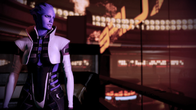 Futuristic woman neon light large free wallpaper for desktop - medium preview image