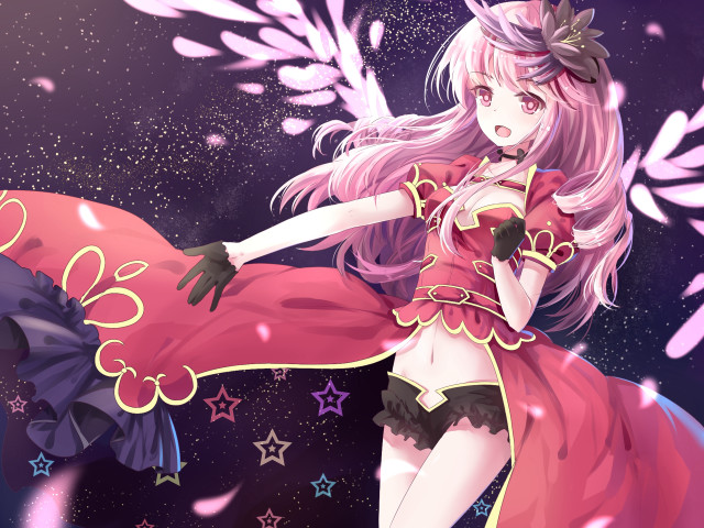 Girl pink dress wings stars free wallpaper for desktop - medium preview image