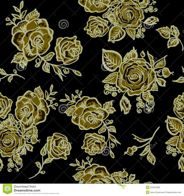 Black gold floral rococo bug free wallpaper for tablet - medium preview image