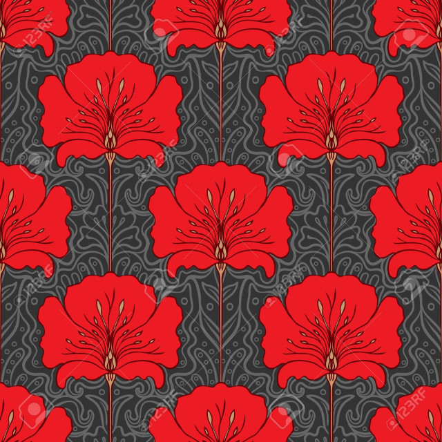 Red flower black background silk free wallpaper for tablet - medium preview image