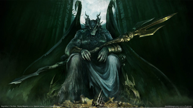 Demon sitting chair knife hand free wallpaper for desktop - medium preview image