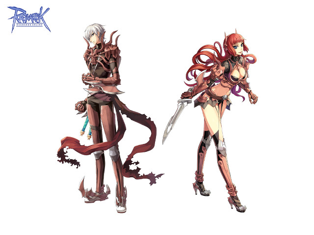 Anime couple long hair horns free wallpaper for desktop - medium preview image