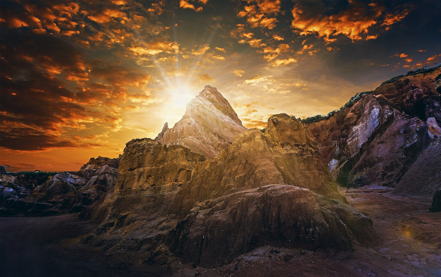 Mountain sunset clouds sky beautiful free wallpaper for desktop - medium preview image