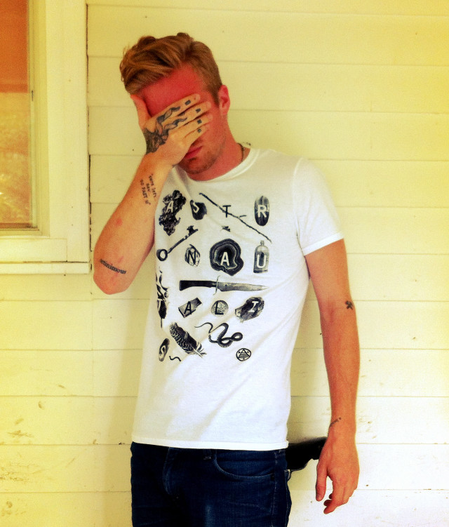 Man tattoo covering eyes hands free wallpaper for tablet - medium preview image