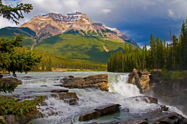 Mountain waterfall trees river nature #2 free wallpaper for desktop - medium preview image