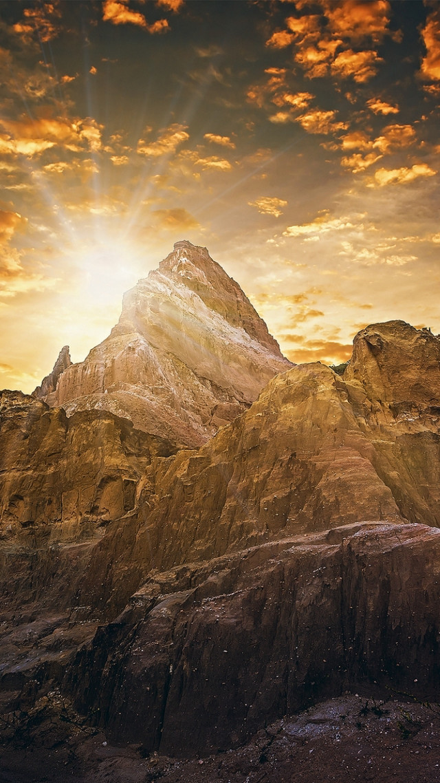 Mountain tall peak sun shining free wallpaper for mobile - medium preview image