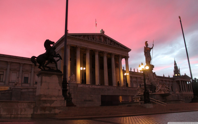 Statue man horse building pink free wallpaper for desktop - medium preview image