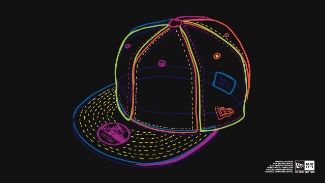 Baseball cap neon design black free wallpaper for desktop - medium preview image