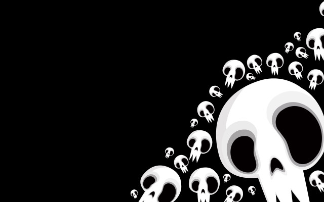Skulls flying black background white free wallpaper for desktop - medium preview image