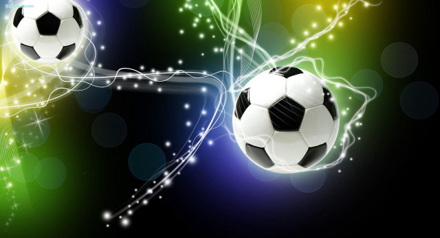 Soccer ball flying colorful background free wallpaper for desktop - medium preview image