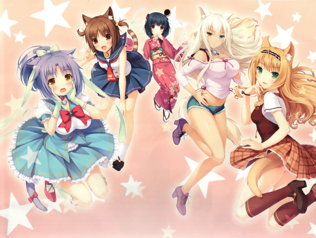 Anime girls short skirts stars free wallpaper for desktop - medium preview image