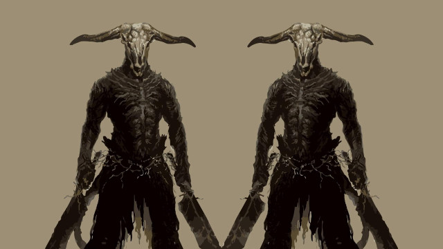 Horned men couple brown background free wallpaper for desktop - medium preview image