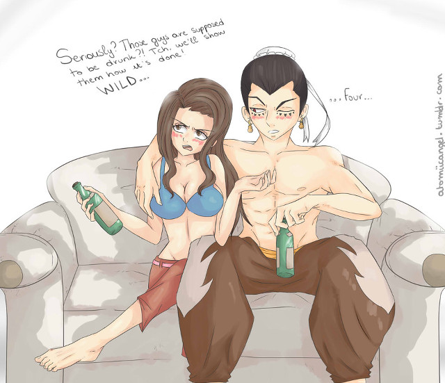 Man woman couch beer bottles free wallpaper for desktop - medium preview image