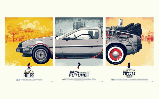 Delorean poster man walking background free wallpaper for desktop - medium preview image