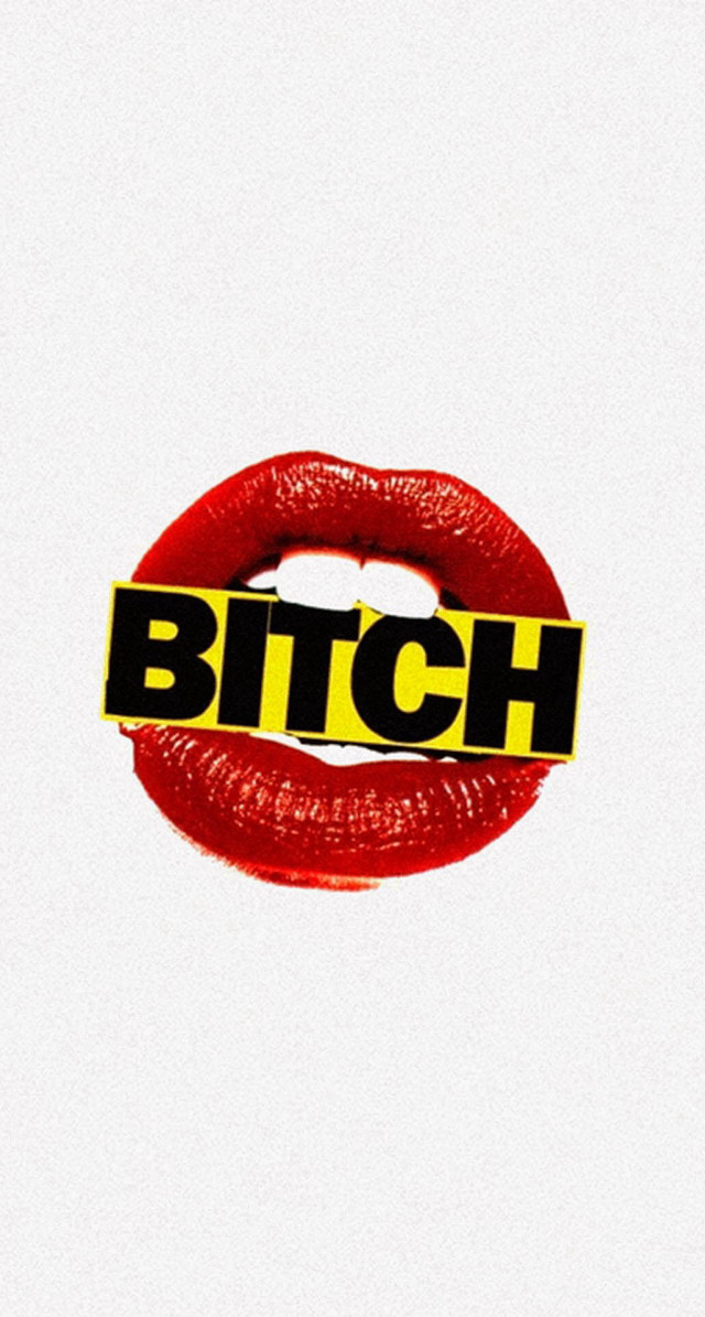 Red lip yellow stripe bitch free wallpaper for mobile - medium preview image
