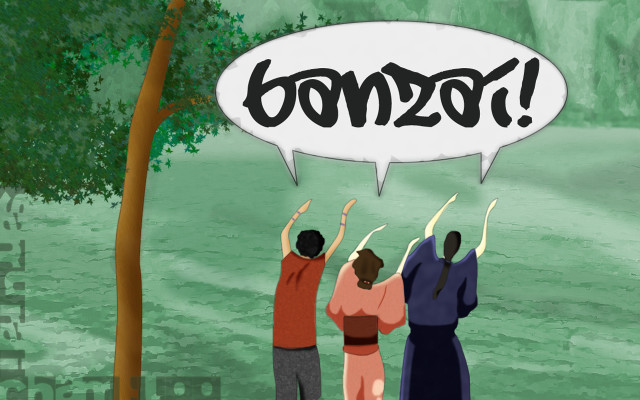 Cartoon three people park speech free wallpaper for desktop - medium preview image