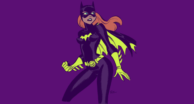 Batgirl purple background yellow black free wallpaper for desktop - medium preview image