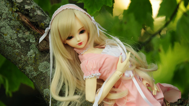 Doll tree branch pink dress free wallpaper for desktop - medium preview image