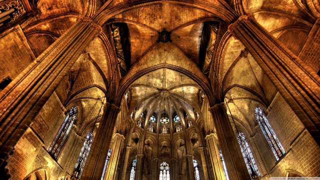 Cathedral vaulted ceiling stained glass free wallpaper for desktop - medium preview image