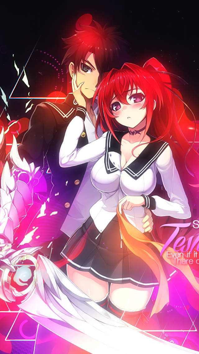 Anime couple dark background pink free wallpaper for mobile - medium preview image