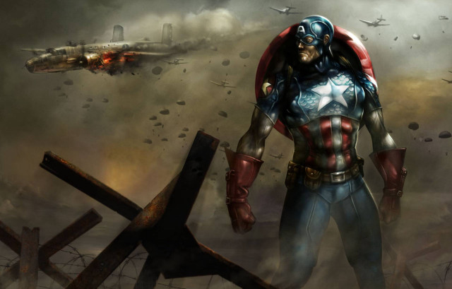 Man captain america costume plane free wallpaper for desktop - medium preview image