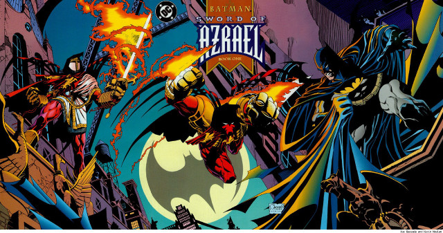 Batman batmangirl fight cartoon flames free wallpaper for desktop - medium preview image