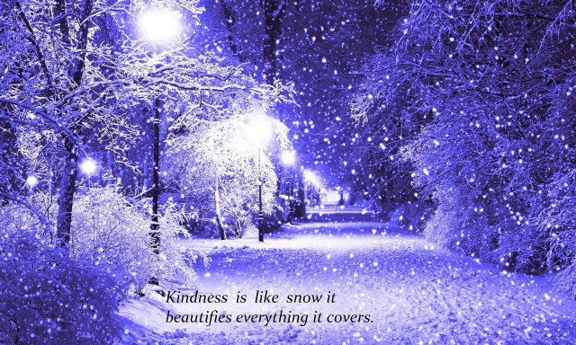 Snowy path kindness quote magical free wallpaper for desktop - medium preview image